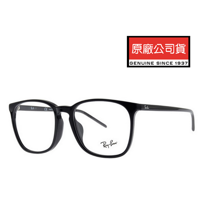 Ray Ban 雷朋 亞洲版 復古大鏡面光學眼鏡 簡約細鏡臂 RB5387F 2000 黑 公司貨