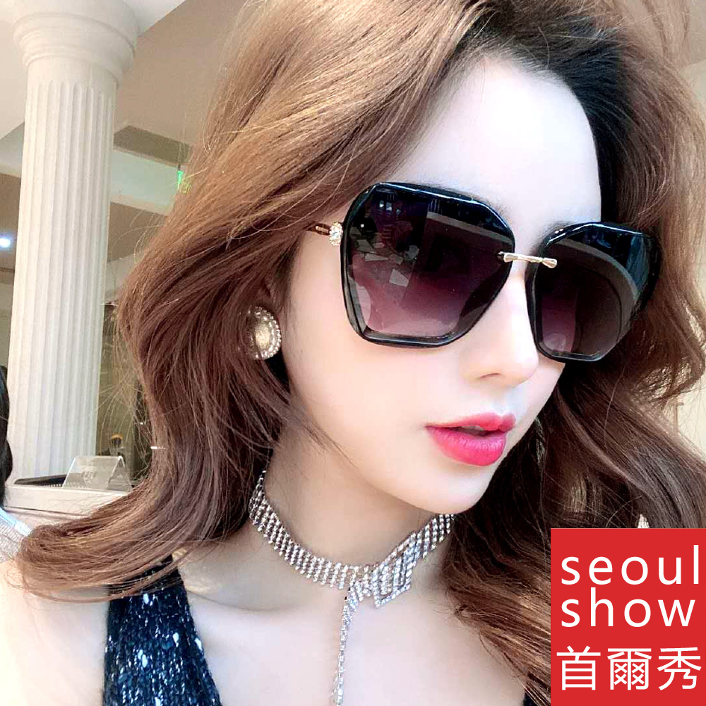 seoul show首爾秀 鑲鑽方框太陽眼鏡UV400墨鏡 6048