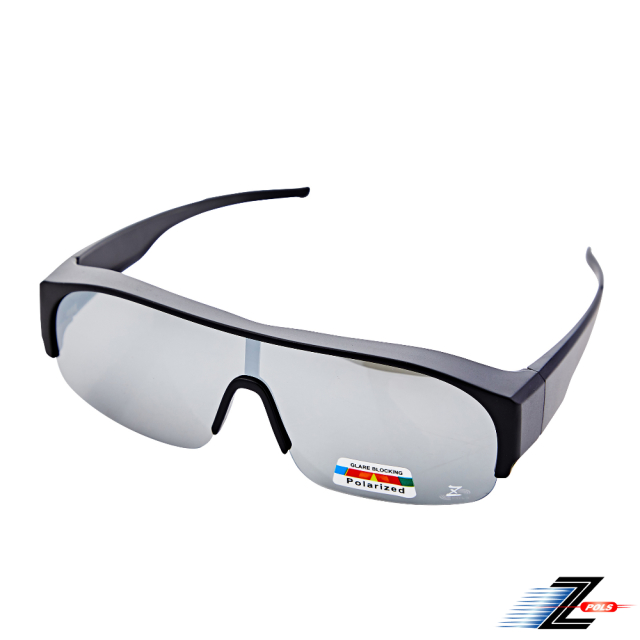 【Z-POLS】半框包覆式新一代設計 抗UV400頂級Polarized寶麗來REVO電鍍水銀黑偏光包覆眼鏡