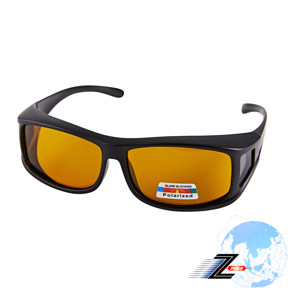 【Z-POLS】頂級消光質感框 搭配釣魚專用茶Polarized偏光抗UV400包覆式太陽眼鏡(有無近視皆可用)
