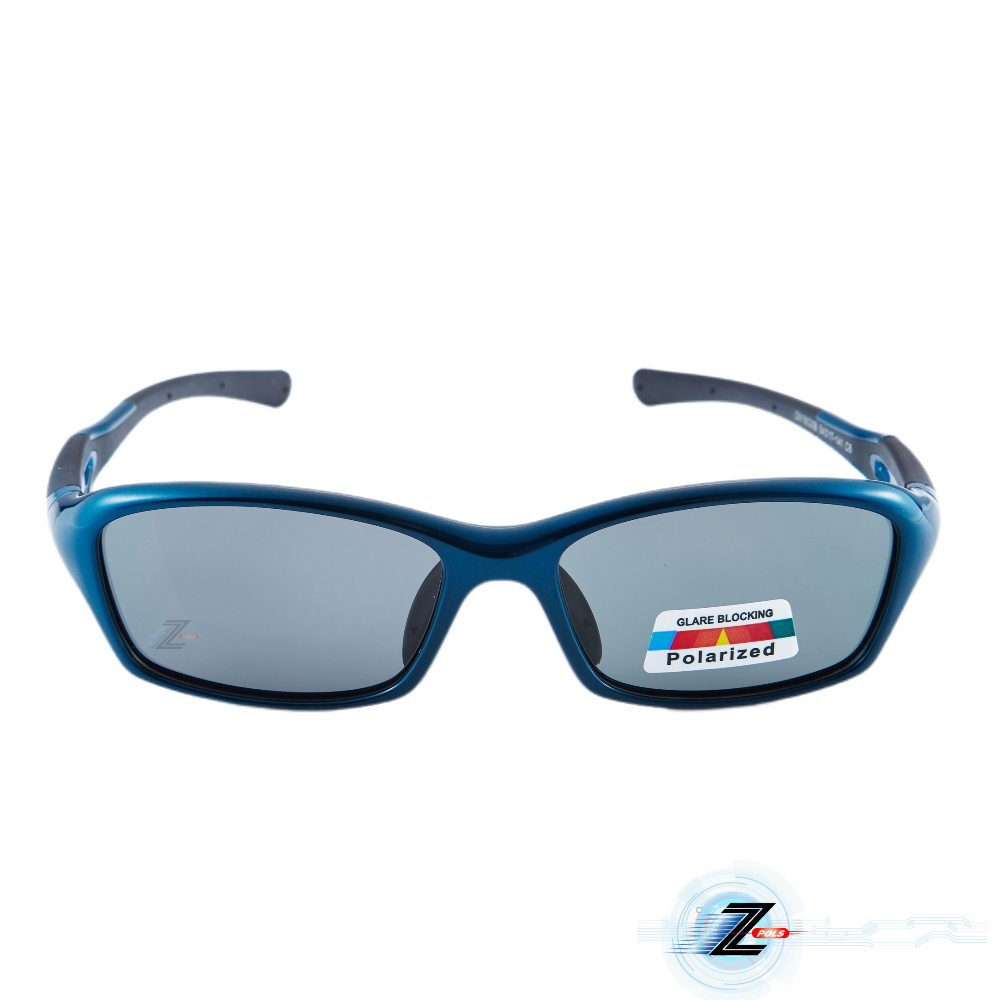 【Z-POLS】大兒童專用高規TR90輕量彈性藍黑配色 強化Polarized抗UV400偏光太陽眼鏡(鼻墊可調設計)