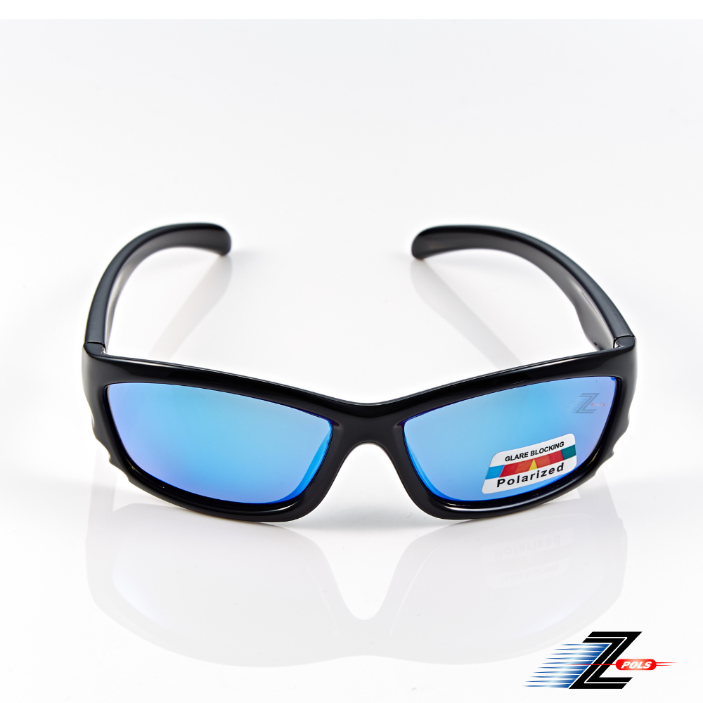 【Z-POLS】兒童款矽膠軟質彈性舒適 REVO多層膜電鍍藍Polarized偏光太陽眼鏡(抗紫外線UV400兒童墨鏡)