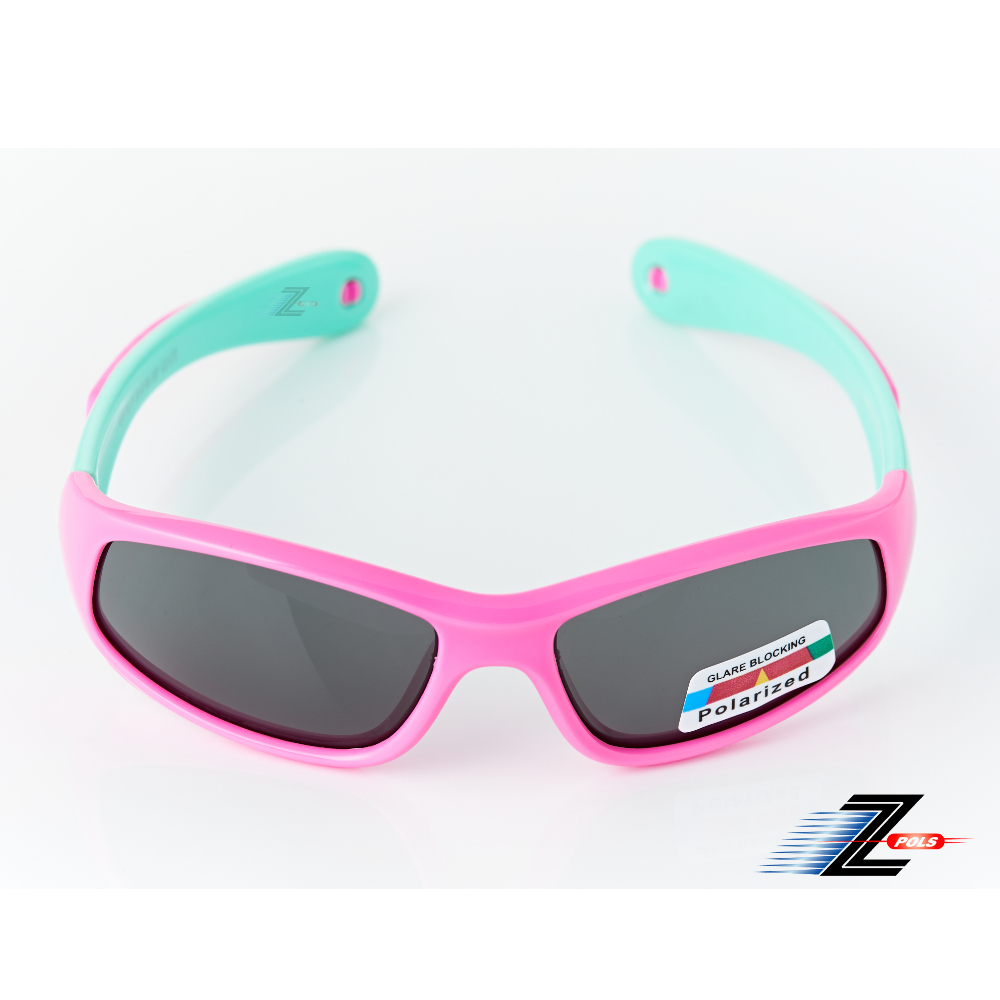 【Z-POLS】兒童專用矽膠軟質彈性壓不壞 Polarized偏光抗UV400太陽眼鏡ZP81(鏡腳可變身眼鏡繩功能)