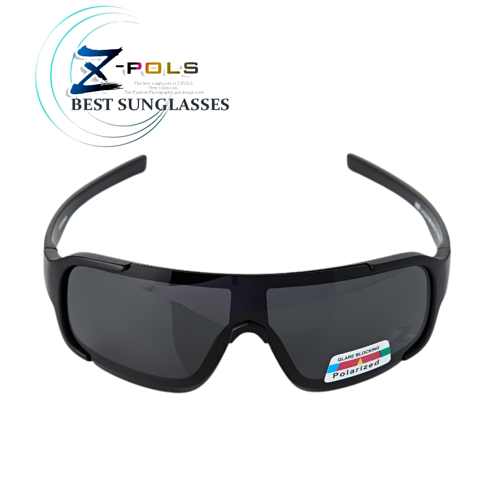 【Z-POLS兒童專用款】舒適超彈性寬版設計 搭一片式POLARIZED寶麗來偏光抗UV400運動太陽眼鏡(多色可選)