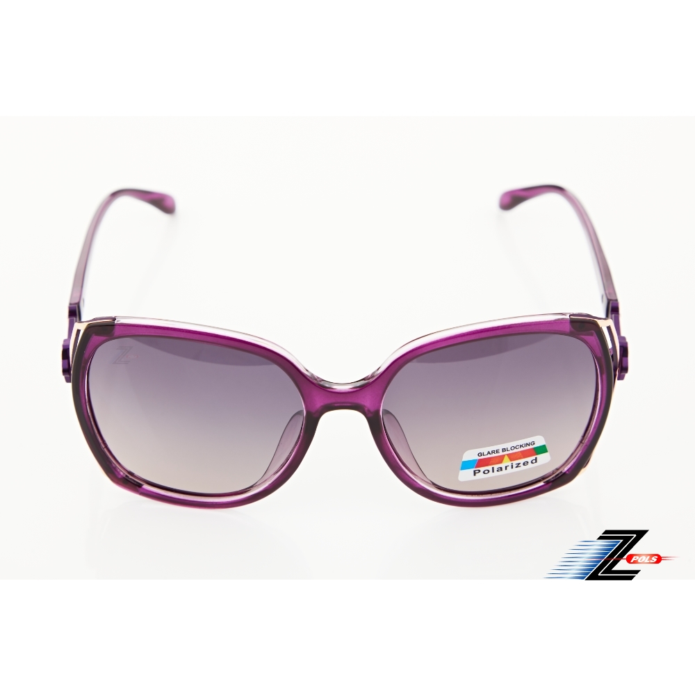 【Z-POLS】高貴質感神秘紫邊鏤空設計 漸層Polarized寶麗來偏光漸黑紫抗UV400太陽眼鏡(時尚有型好穿搭)