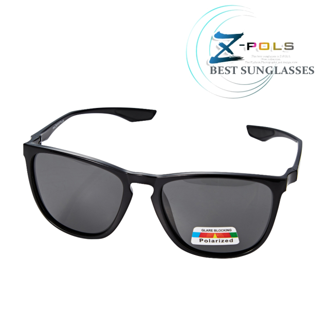 【Z-POLS】名牌風格TR90輕量框體材質 搭頂級Polarized寶麗來偏光黑抗UV400太陽眼鏡
