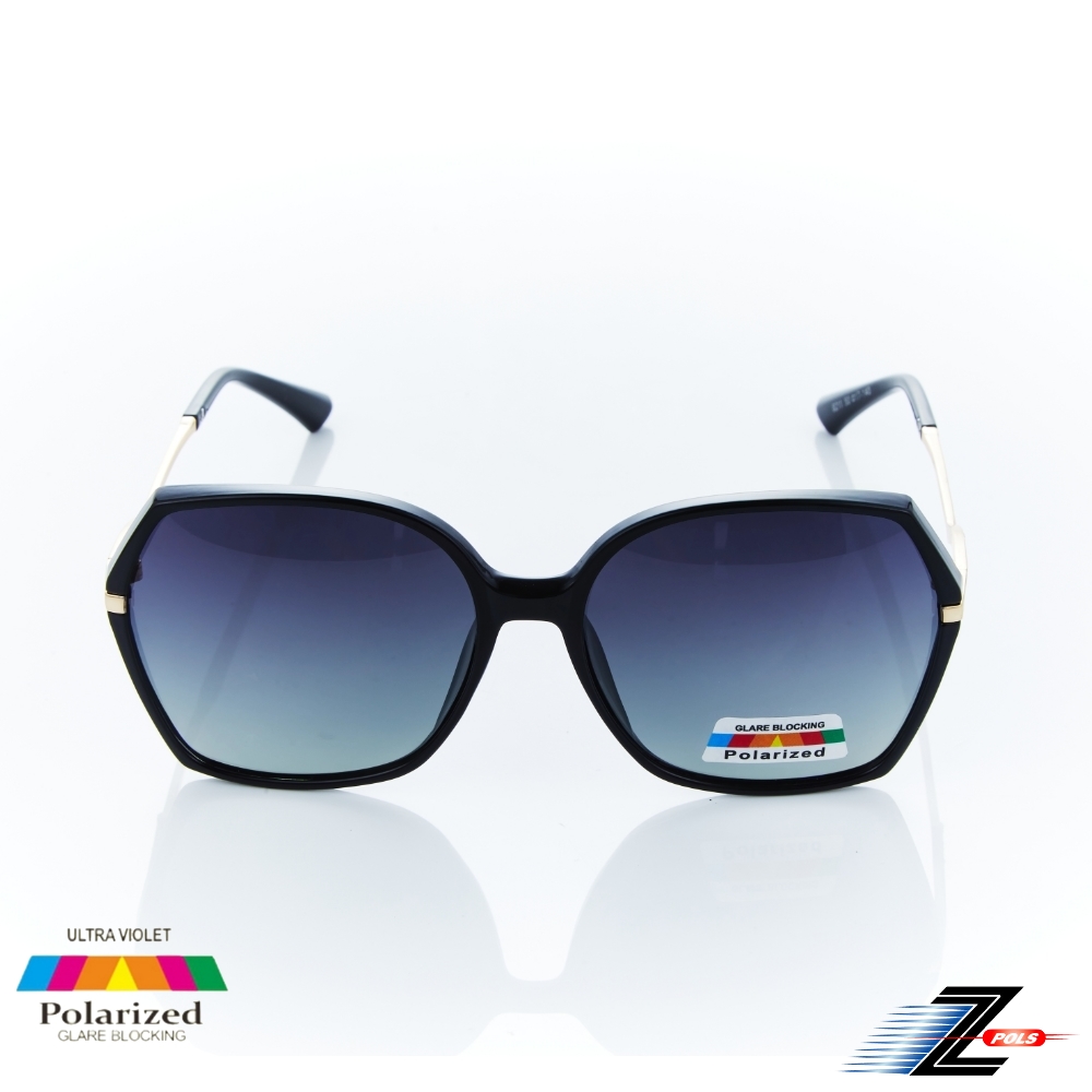 Z-POLS 高貴質感神秘黑邊鏤空鑲鑽設計 搭漸層Polarized寶麗來偏光漸黑抗UV400太陽眼鏡(時尚有型好穿搭)