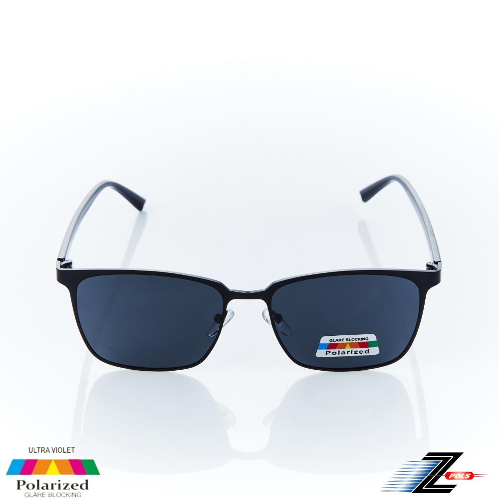 Z-POLS 頂級舒適TR90彈性腳架 搭金屬消光黑框設計Polarized寶麗萊抗UV400偏光黑太陽眼鏡(輕量偏光鏡)