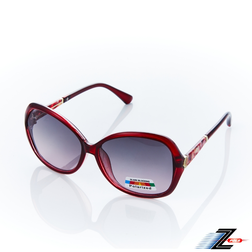 Z-POLS 名牌流行風格設計師款紅框系列 搭漸層Polarized寶麗來偏光抗UV400太陽眼鏡(有型好穿搭)