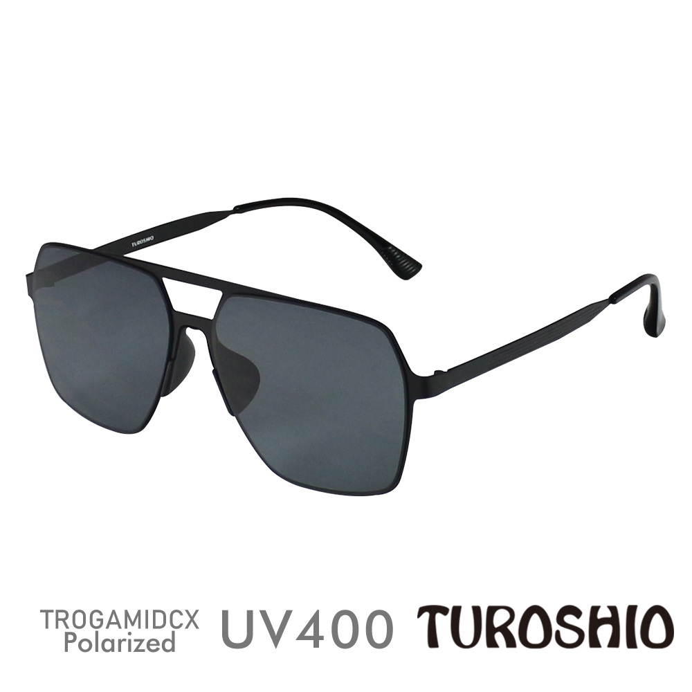 Turoshio太空尼龍偏光太陽眼鏡 雷朋多角雙槓 嵌入式鏡片 灰片 J8043 C1