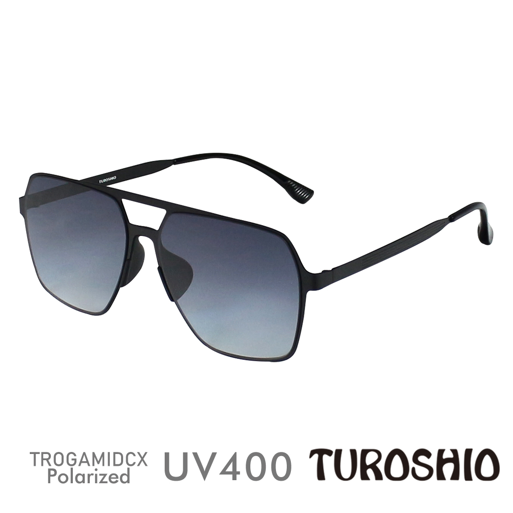 Turoshio太空尼龍偏光太陽眼鏡 雷朋多角雙槓 嵌入式鏡片 漸層灰片 J8043 C4