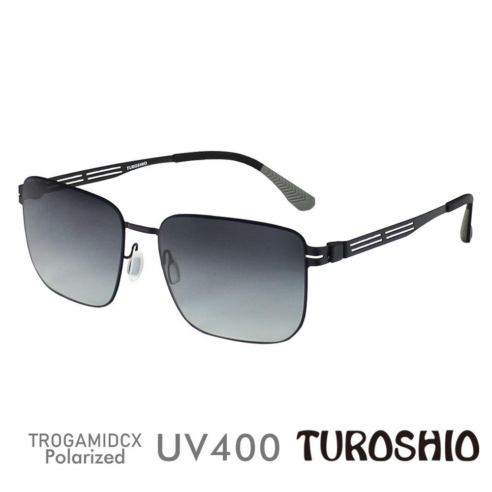 Turoshio太空尼龍偏光太陽眼鏡 金屬簍空窗框 無螺絲 嵌入式鏡片 經典黑 J8084 C4