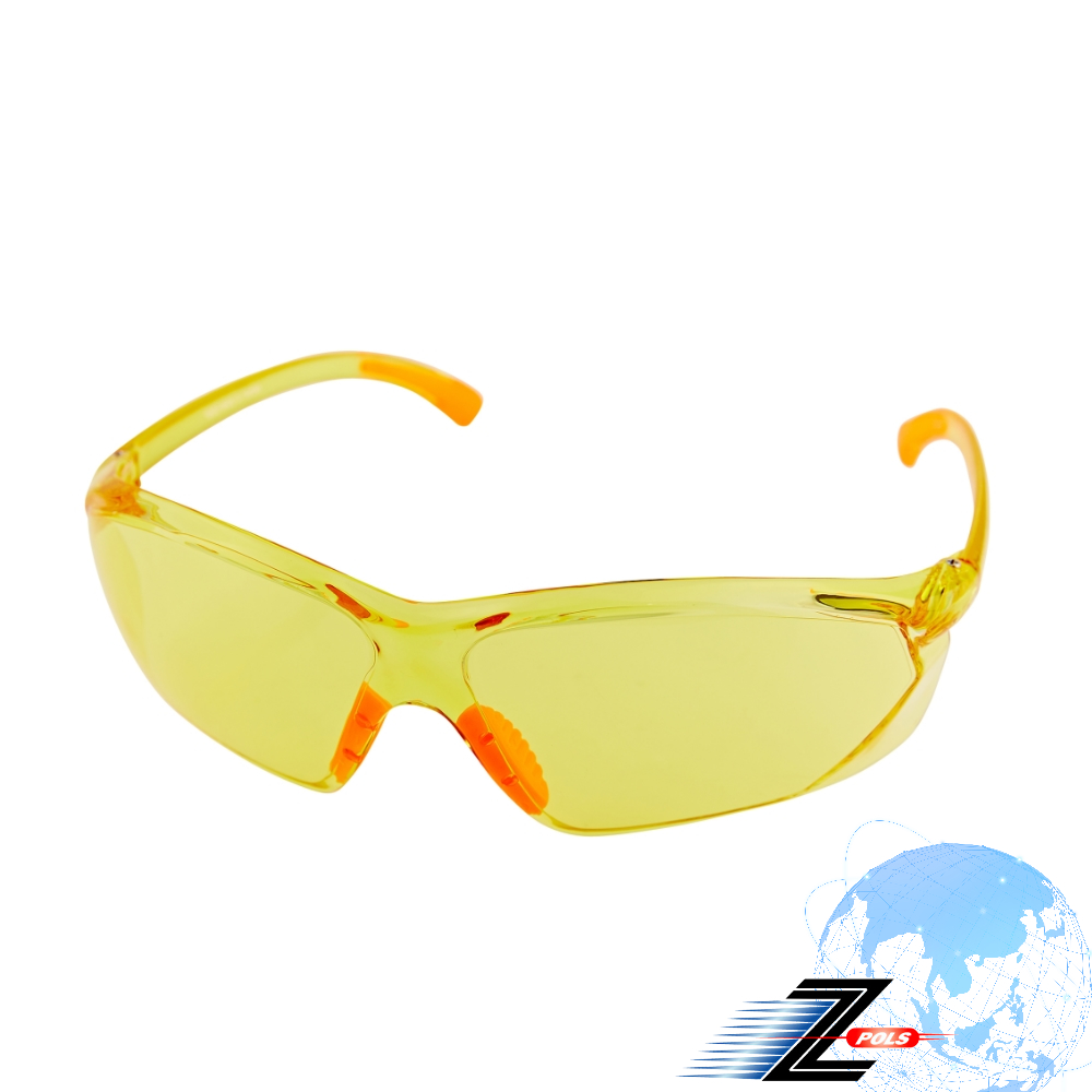 【Z-POLS】高質感頂級夜用黃設計 PC級運動防風太陽眼鏡(抗紫外線 增亮視野清晰超實用)