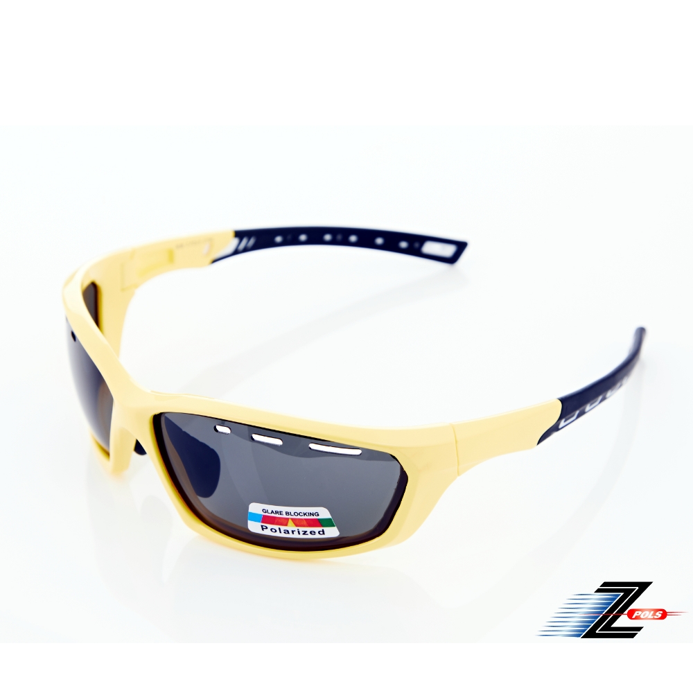 【Z-POLS】新一代TR太空纖維彈性輕量質感黃 抗UV400頂級運動偏光眼鏡(Polarized寶麗來偏光防悶設計)
