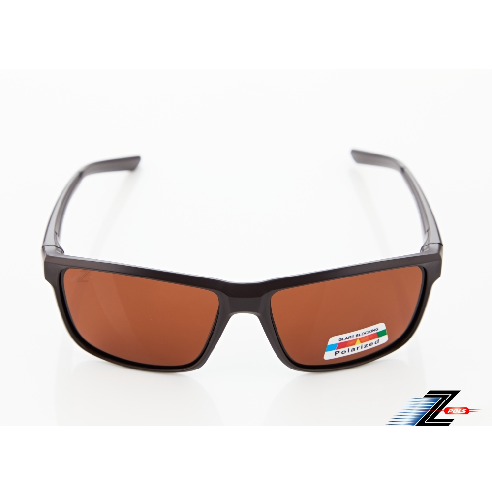 【Z-POLS】頂級消光霧茶TR90輕量材質 搭Polarized茶褐偏光抗UV400運動太陽眼鏡(全框有型設計)
