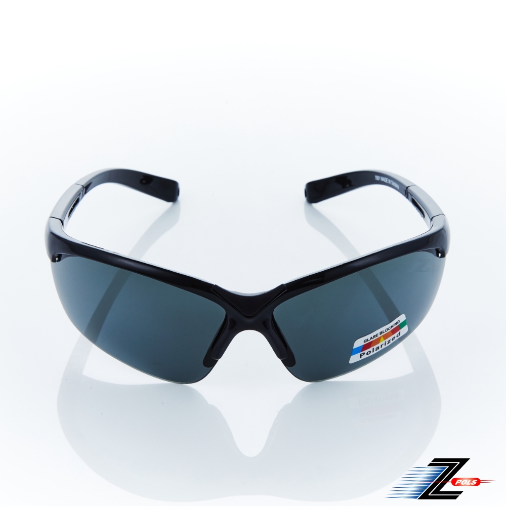 Z-POLS 質感帥氣亮黑太空纖維 輕量偏光抗UV400運動太陽眼鏡(矽膠材質可調設計 Polarized偏光鏡)