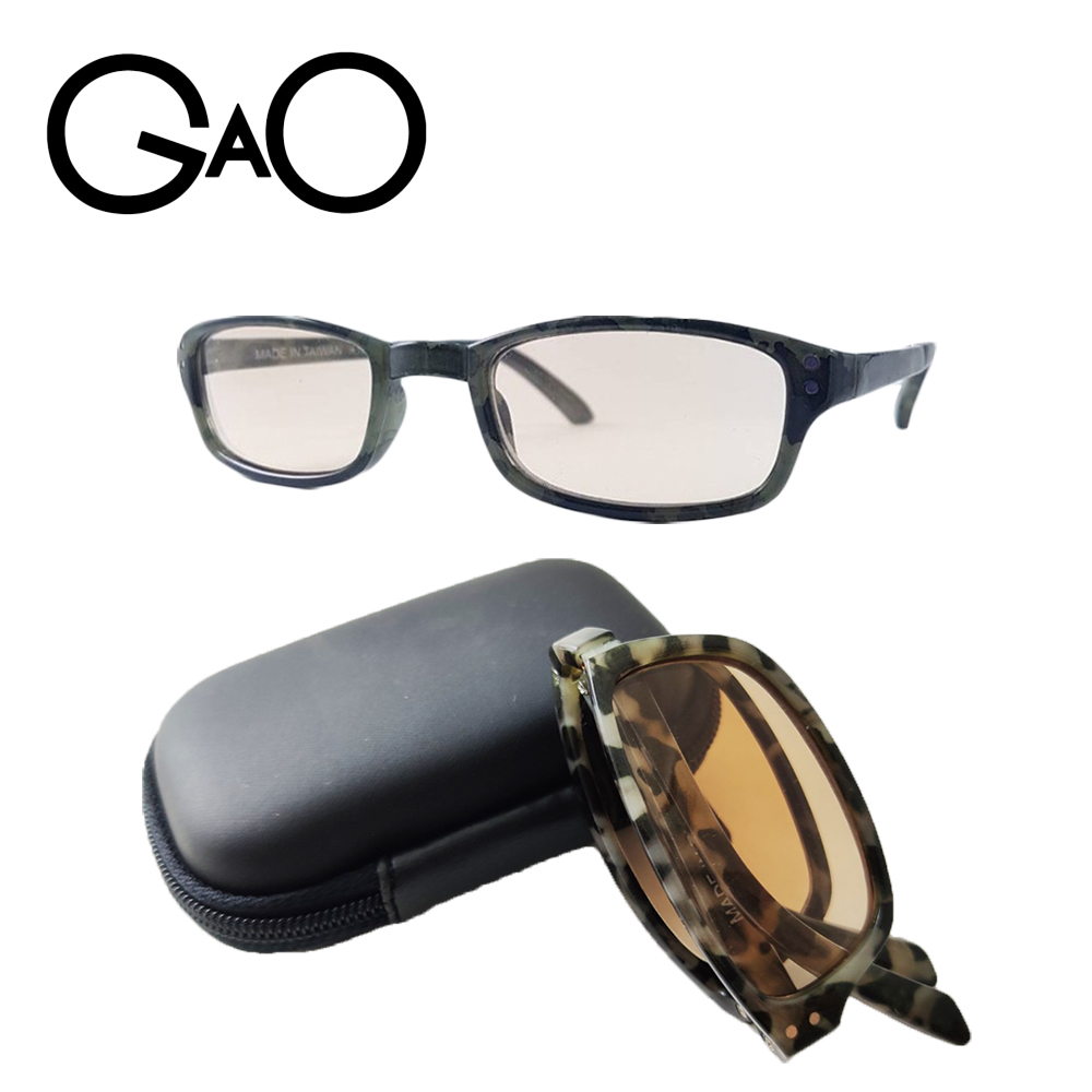 【GAO抗藍光折疊老花眼鏡】台灣製造 吸收式抗藍光鏡片 抗 UV450 款式輕巧新穎 B007折疊灰