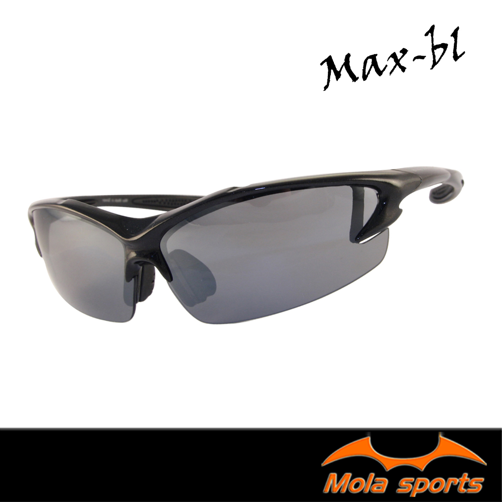 MOLA摩拉 運動太陽眼鏡 UV400 男女 防紫外線 超輕量 黑框 灰色鏡片 自行車 跑步 Max-bl