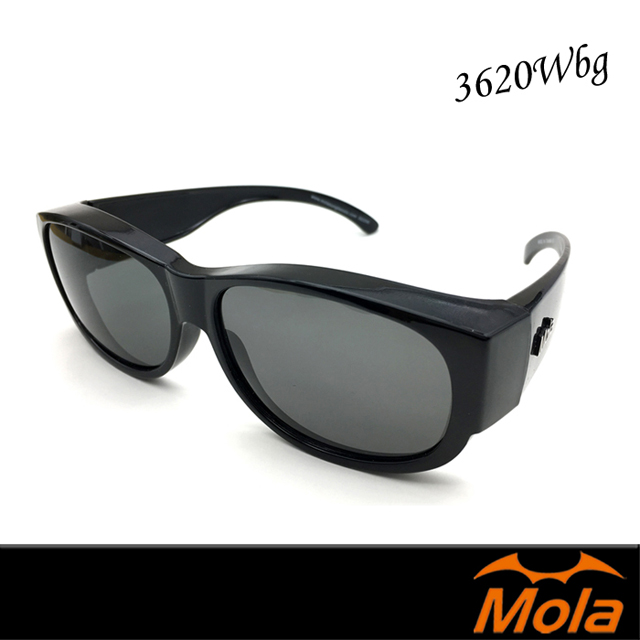 MOLA摩拉前掛式近視偏光太陽眼鏡 套鏡 UV400 男女 黑框 灰片 3620Wbg