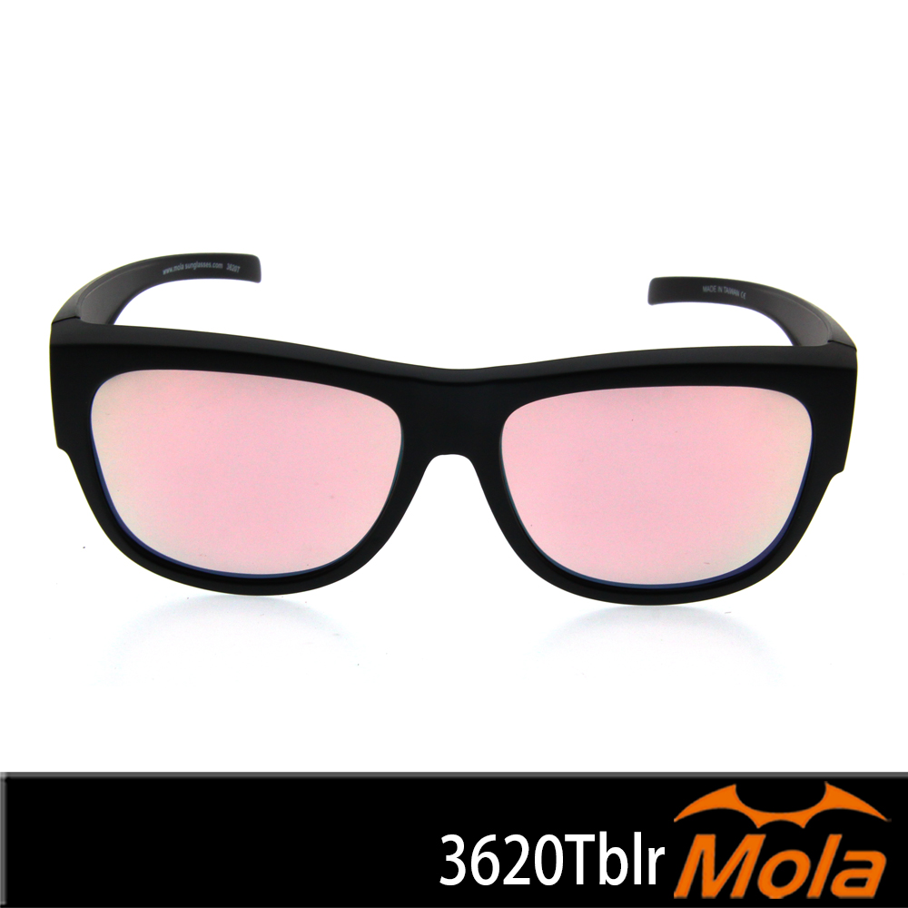 MOLA摩拉包覆式偏光近視太陽眼鏡 灰鍍玫瑰金 輕量 UV400 男女 黑框 3620Tblr