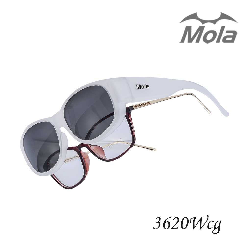 MOLA摩拉近視外掛式偏光太陽眼鏡 UV400 POLARIZED 男女 灰片 3620Wcg