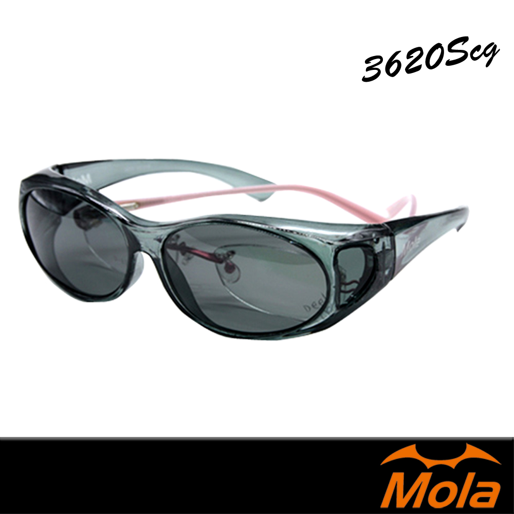 MOLA摩拉近視包覆式偏光太陽眼鏡套鏡 小臉 男女 UV400 3620Scg