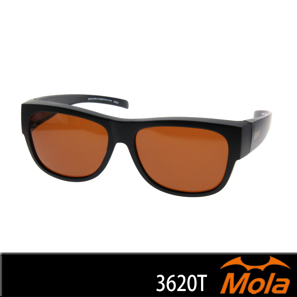 MOLA 摩拉近視偏光太陽眼鏡 男女 超輕量 開車 UV400 黑框 茶片 3620Tblb