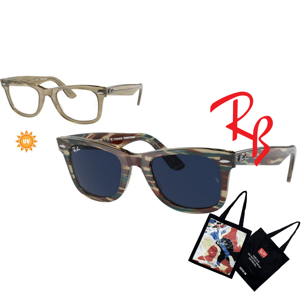 RAY BAN 雷朋 亞洲版 Wayfarer 鏡框鏡片變色太陽眼鏡 RB2140F 1387GG 全視線變色鏡片 公司貨