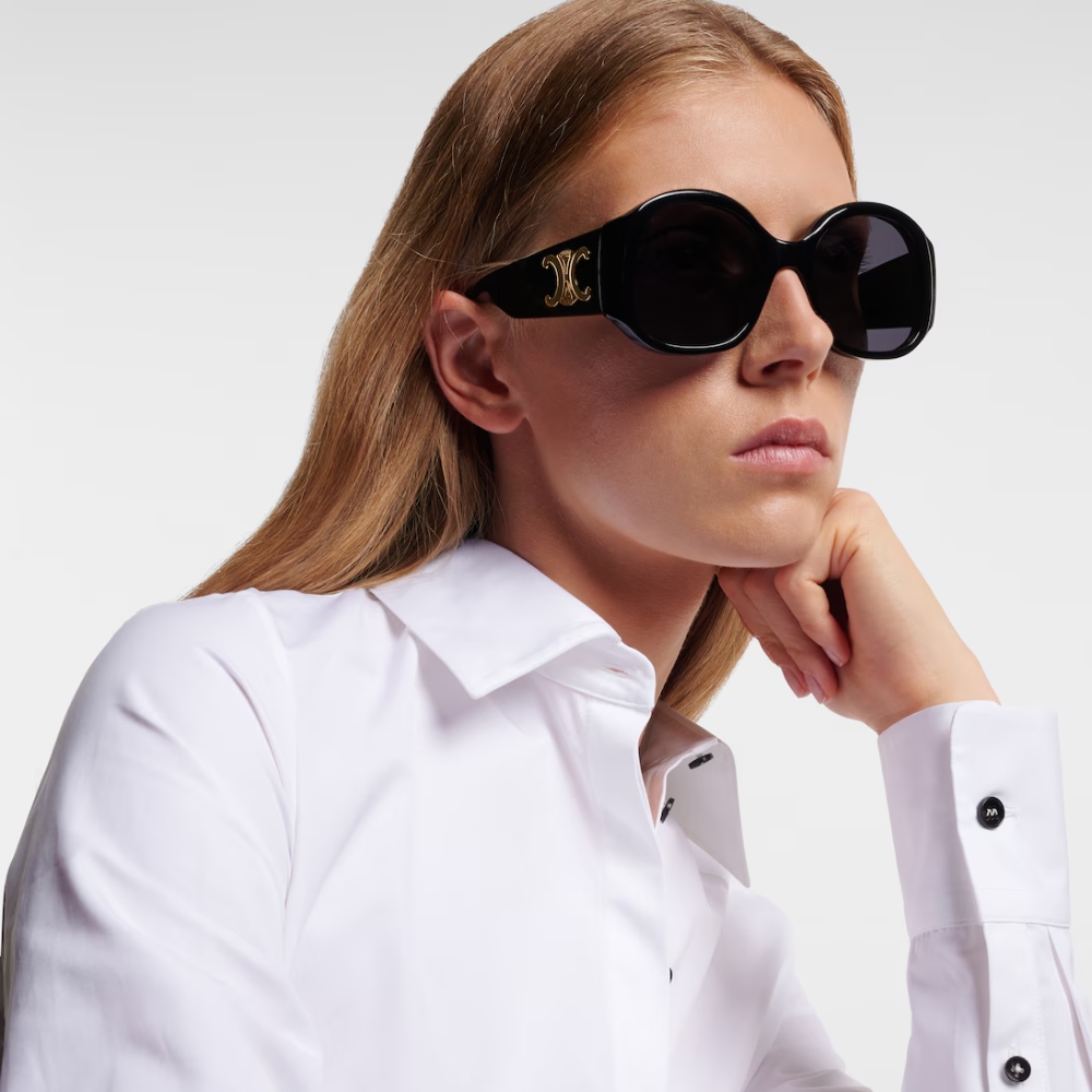 【CELINE】凱旋門橢圓膠框太陽眼鏡(CL40305U-01A)