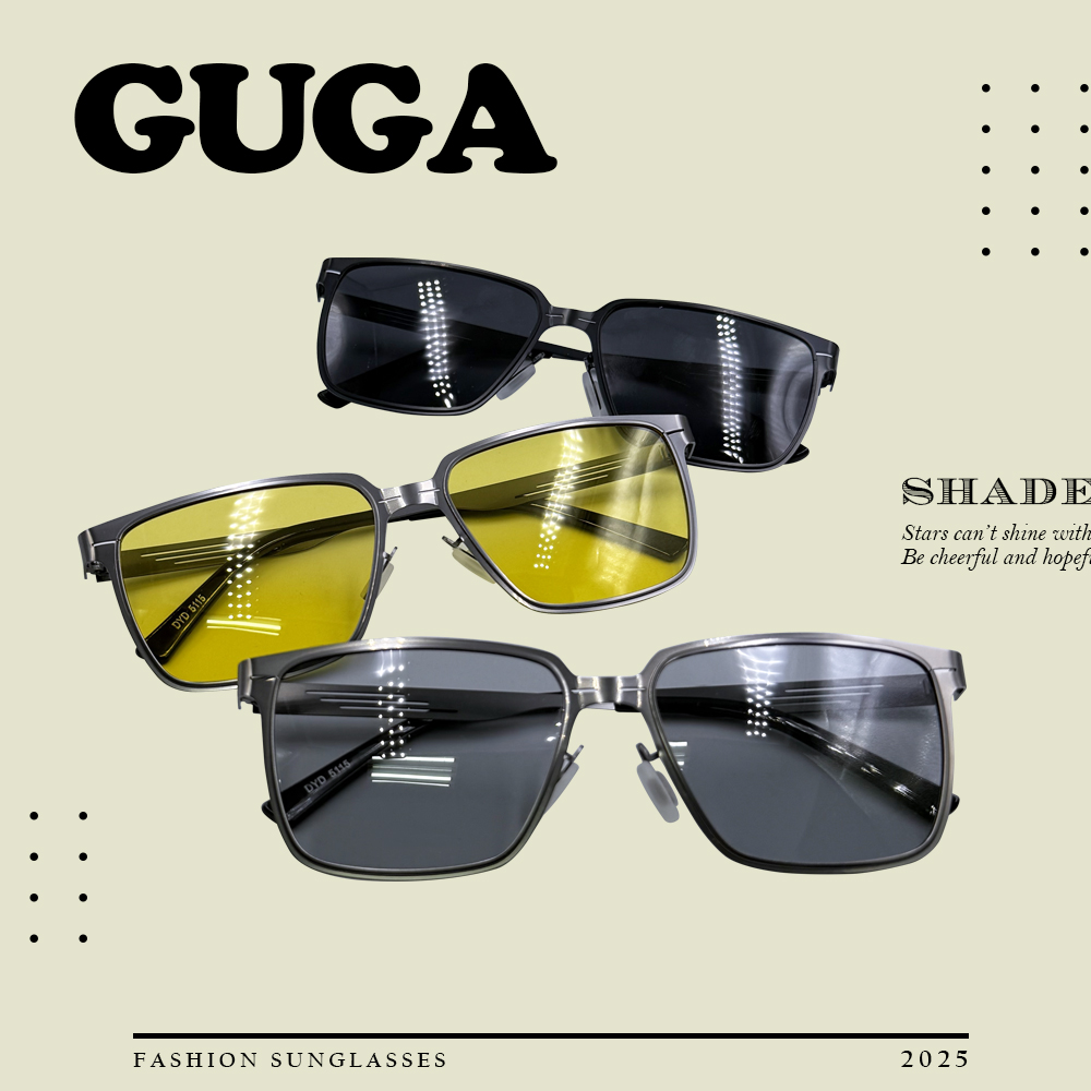 【GUGA】偏光太陽眼鏡 金屬現代款 UV400 微工業風 變色片 俐落感 5115
