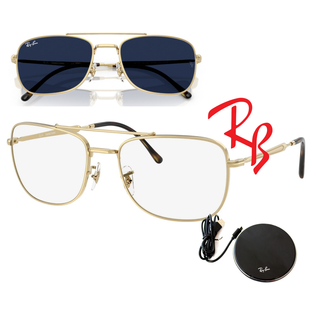 RAY BAN 雷朋 全日配戴 Transitions☆全視線變色太陽眼鏡 RB3755 001/GG 62mm大版 公司貨