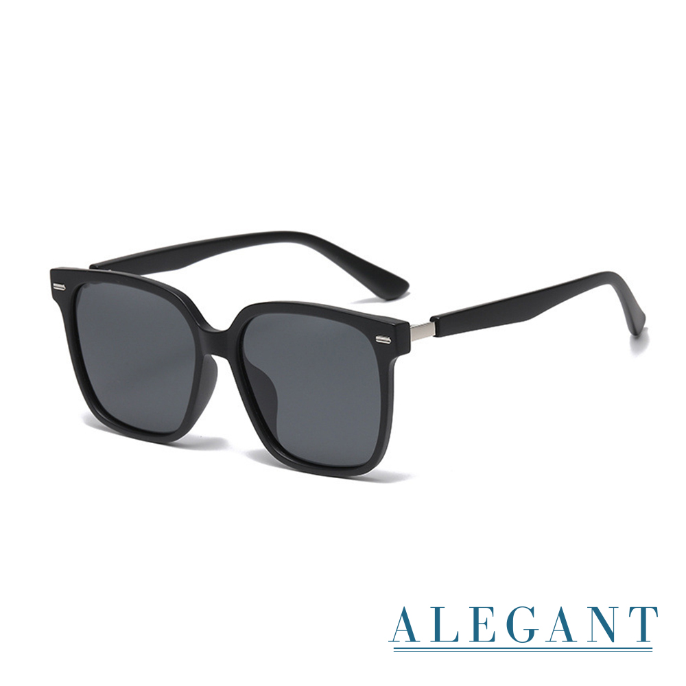 【ALEGANT】低調奢感質感金屬拼接TR90方框寶麗來偏光墨鏡/UV400太陽眼鏡