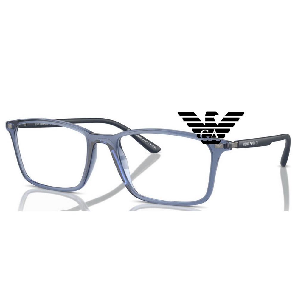 EMPORIO ARMANI 亞曼尼 亞洲版 輕量設計時尚光學眼鏡 EA3237F 6108 透晶藍 公司貨