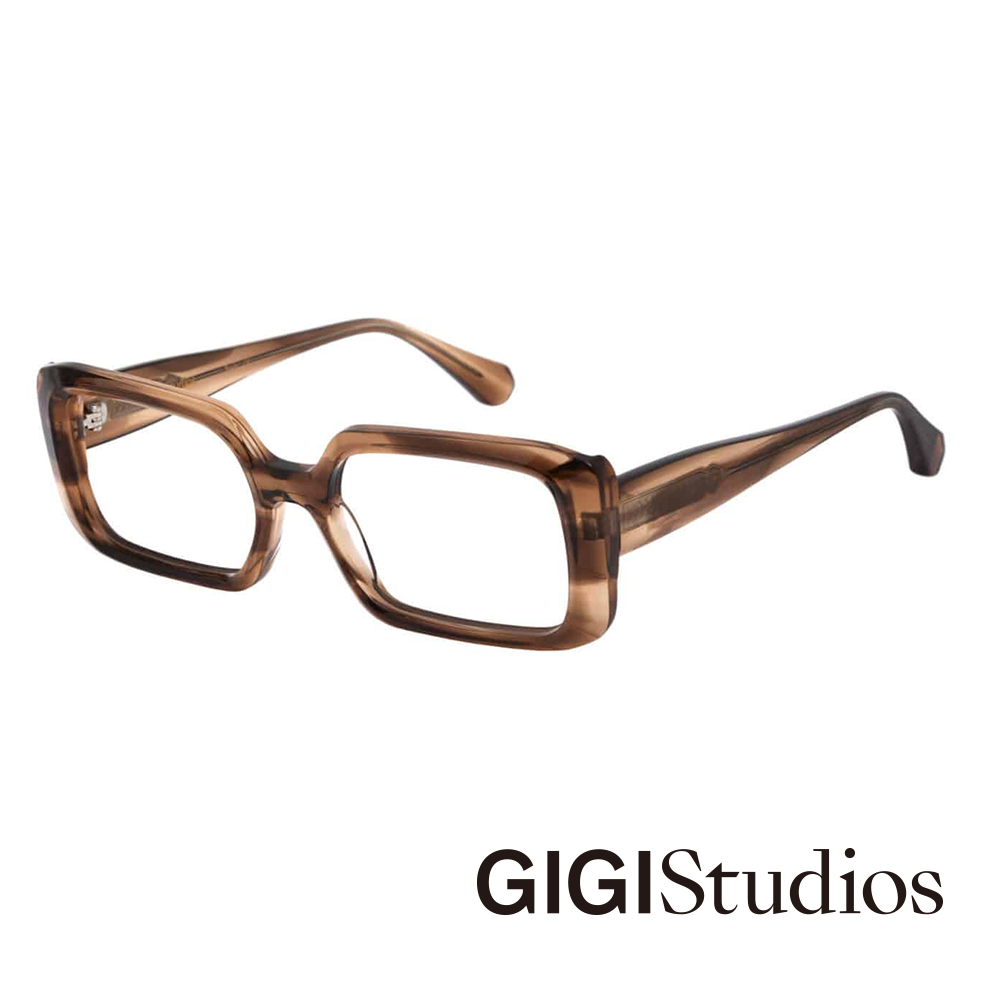 【GIGI Studios】個性復古長方形光學眼鏡(透明棕) - BRIGHT-6502/9