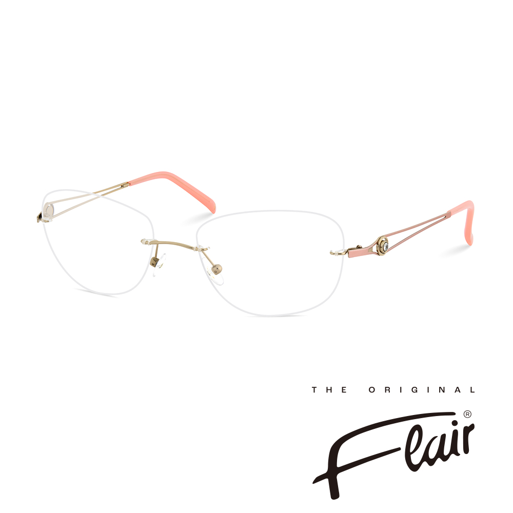Flair Das Original 德國芙萊爾 雙線鑲鑽鈦金無框光學眼鏡(FR9121)