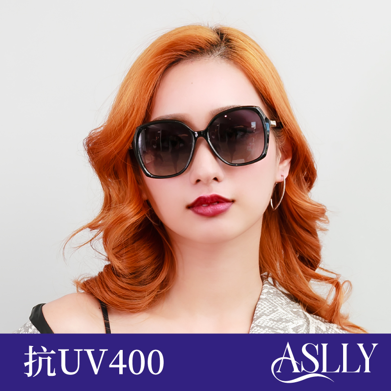 【ASLLY】黑色大框鑲鑽偏光太陽眼鏡/墨鏡
