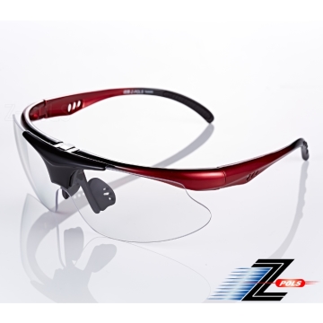 【視鼎Z-POLS】強化頂級可掀可配度設計 黑紅漸層配PC防爆抗UV400透明鏡片 專業級運動防風鏡！全配！