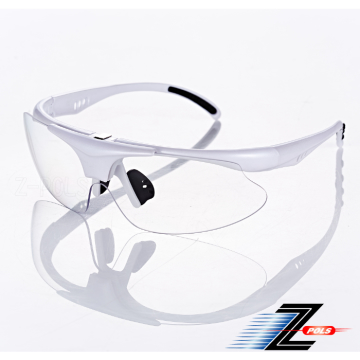 【視鼎Z-POLS】強化頂級可掀可配度設計 珍珠白配PC防爆抗UV400透明鏡片 專業級運動防風鏡！盒裝全配