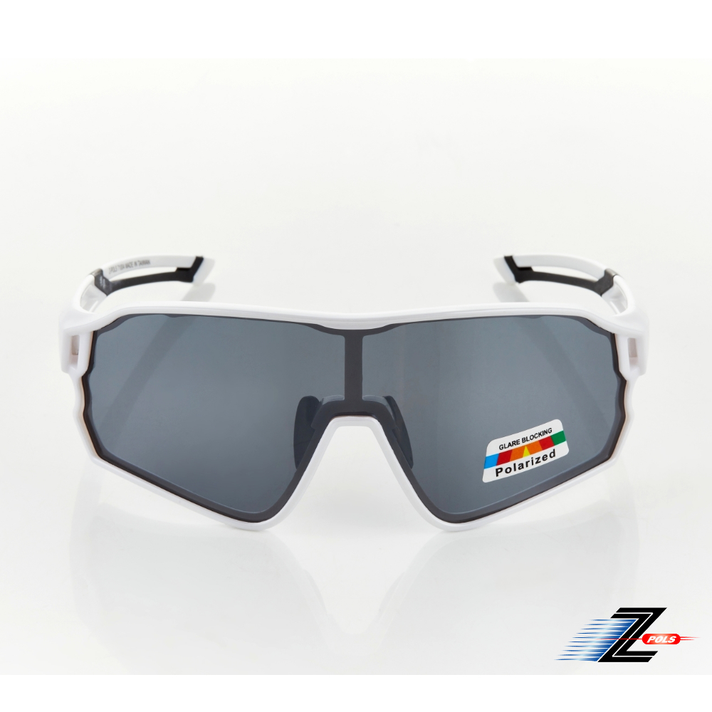【Z-POLS】新一代PRO款搭載頂級Polarized 強抗UV400電鍍水銀黑偏光運動太陽眼鏡(帥氣白全框設計)