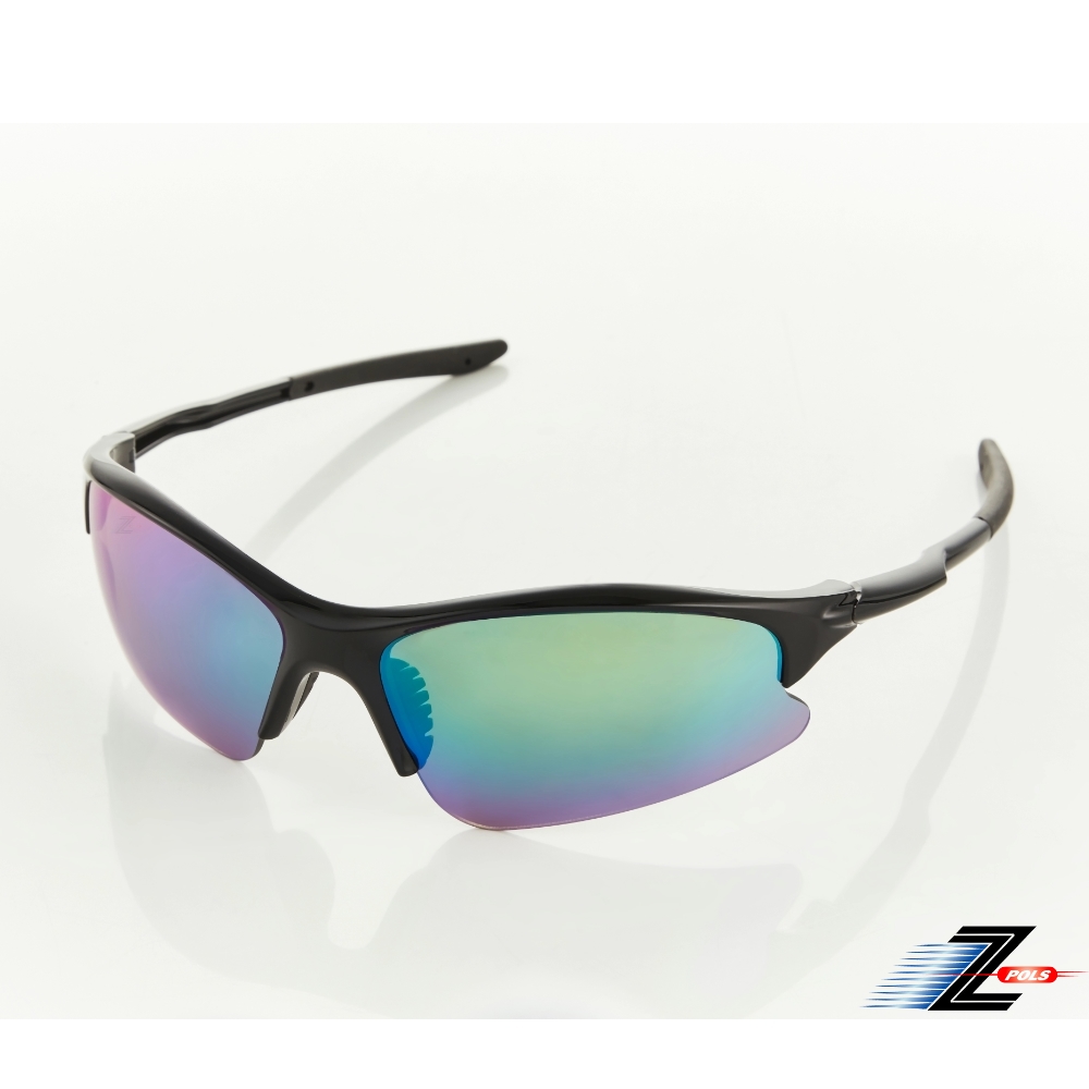 Z-POLS 新一代頂級PC材質帥氣電鍍七彩綠REVO抗UV400運動太陽眼鏡(高規電鍍鏡片運動款)