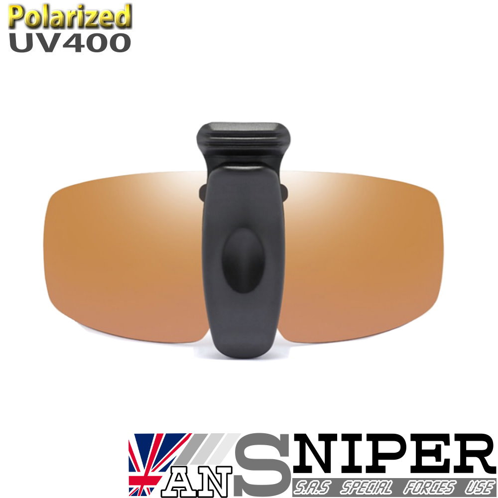 [英國ANSNIPERSP-CH01(茶色)Polarized抗uv400可上翻調節夾帽偏光鏡片
