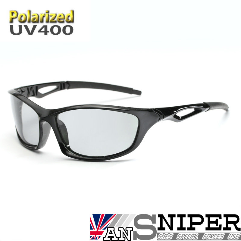 [英國ansniper SP-KP005-1003 / UV400-保麗萊偏光REVO鏡片運動款/亮黑框變色太陽眼鏡