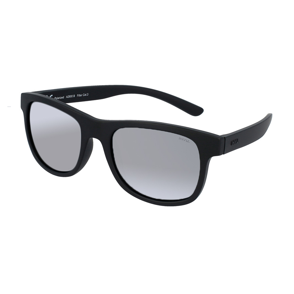 【INVU】瑞士成熟運動感偏光鏡片太陽眼鏡(啞光黑+透灰鏡片) A2900B