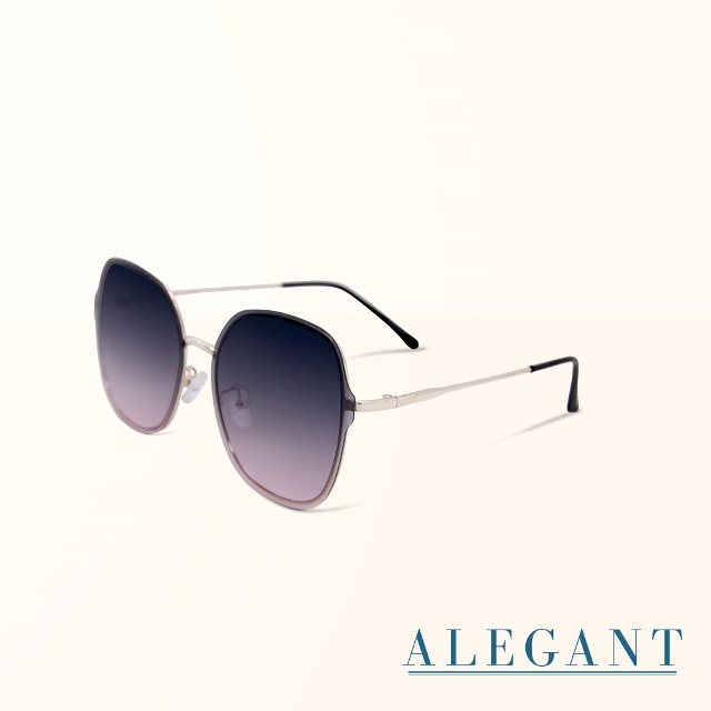 【ALEGANT】輕時尚漸層仲夏漸層藍粉果凍透視金屬鏡框設計墨鏡/UV400太陽眼鏡