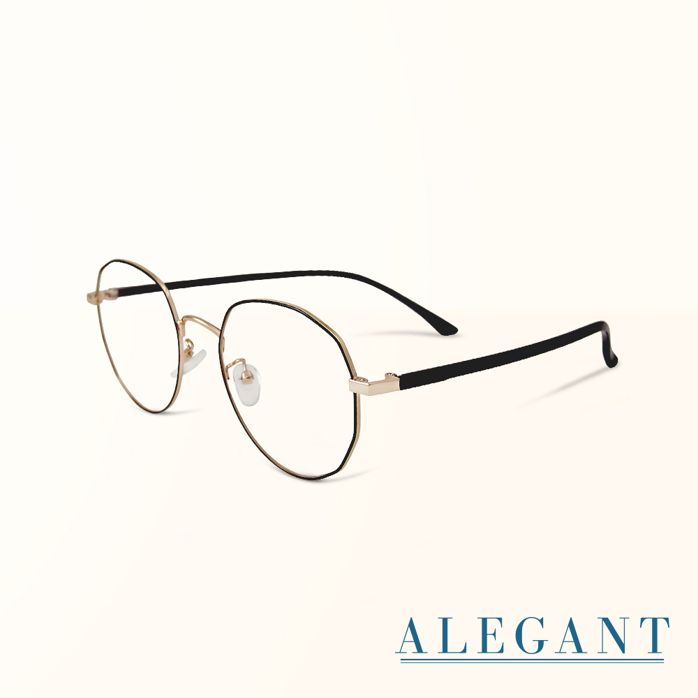 【ALEGANT】海王金幾何圓弧修飾多邊設計金屬框UV400濾藍光眼鏡