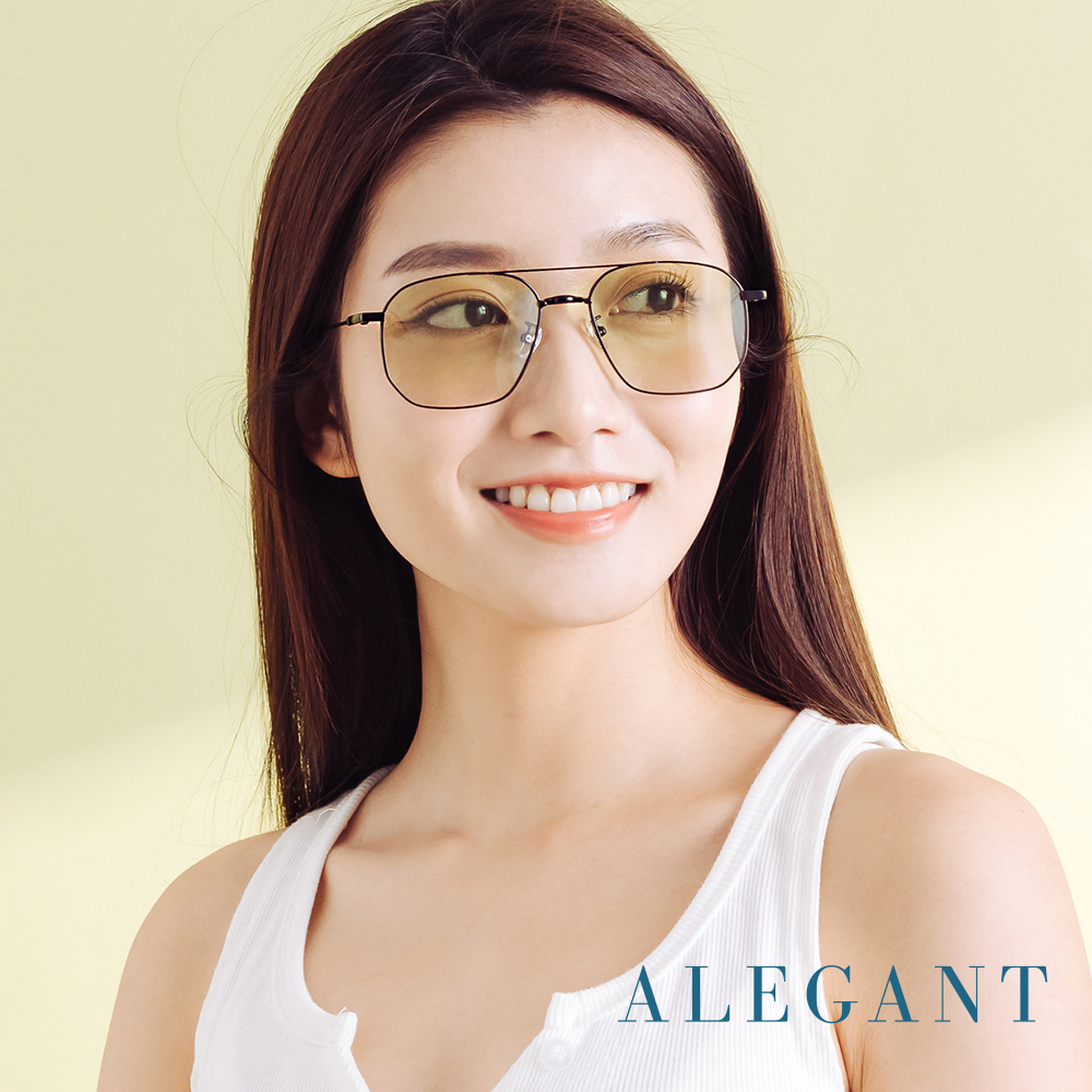 【ALEGANT】歐美復古萊姆綠漸層雙樑設計偏光飛官墨鏡/UV400太陽眼鏡