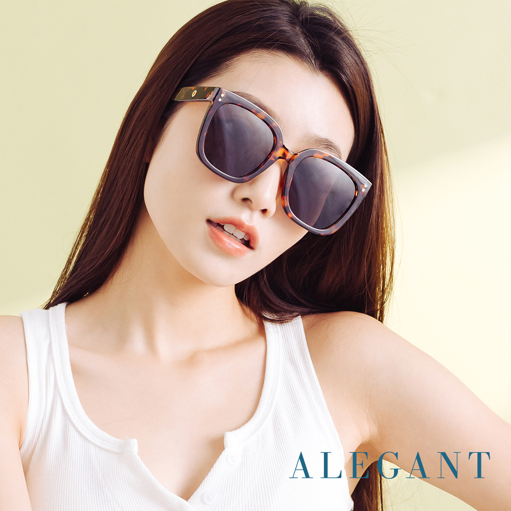 【ALEGANT】時髦復古琥珀花紋貓眼大方框墨鏡/UV400太陽眼鏡