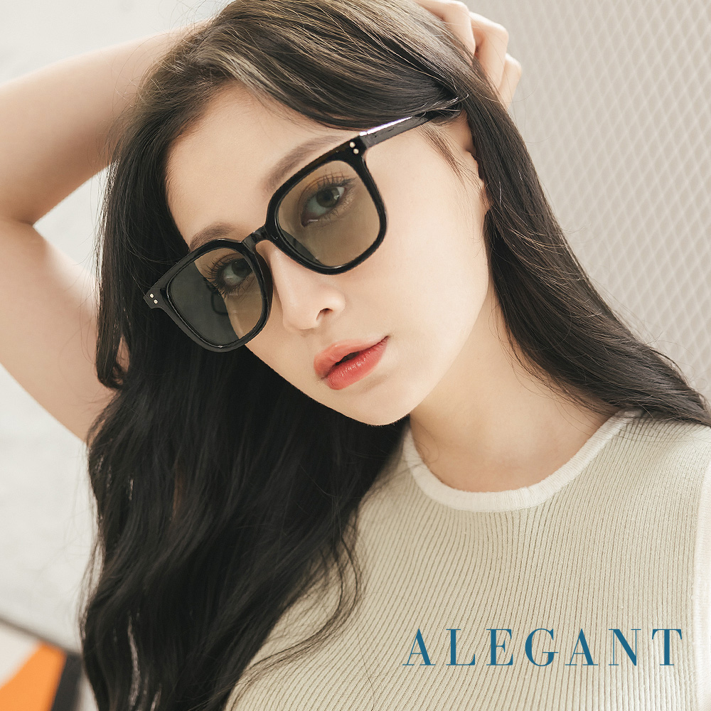 【ALEGANT】晨青綠韓版個性潮流方框墨鏡/UV400太陽眼鏡