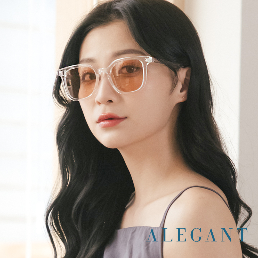 【ALEGANT】霜白棕韓版個性潮流方框墨鏡/UV400太陽眼鏡