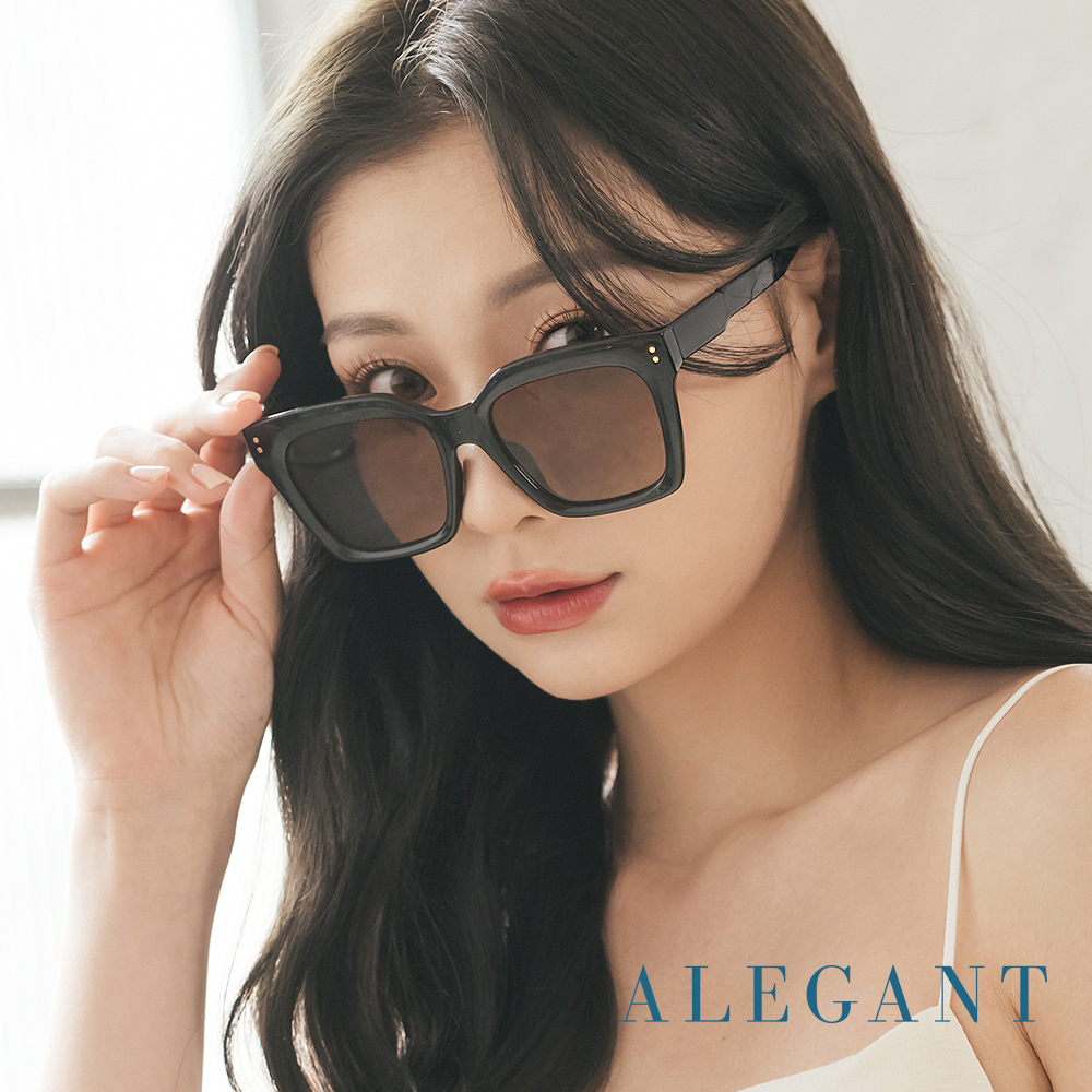 【ALEGANT】古橙棕韓系時尚幾何貓眼方框墨鏡/UV400太陽眼鏡